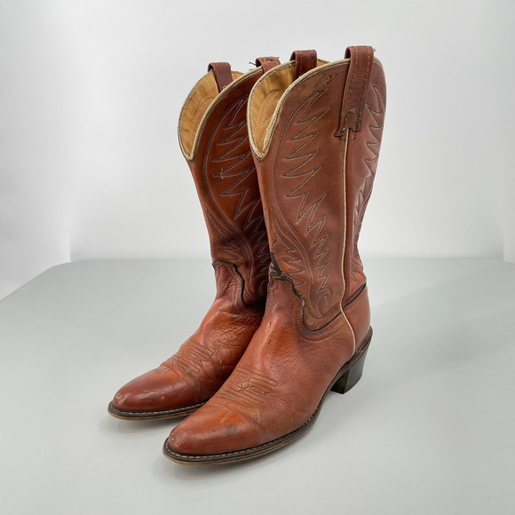 Mens Acme Brown Western Boots Size 7.5 A Style 55252